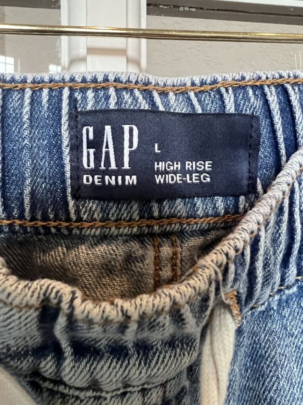 GapFactory High Rise Wide Leg Pull OnStriped Baggy Jean - Picture 3 of 5